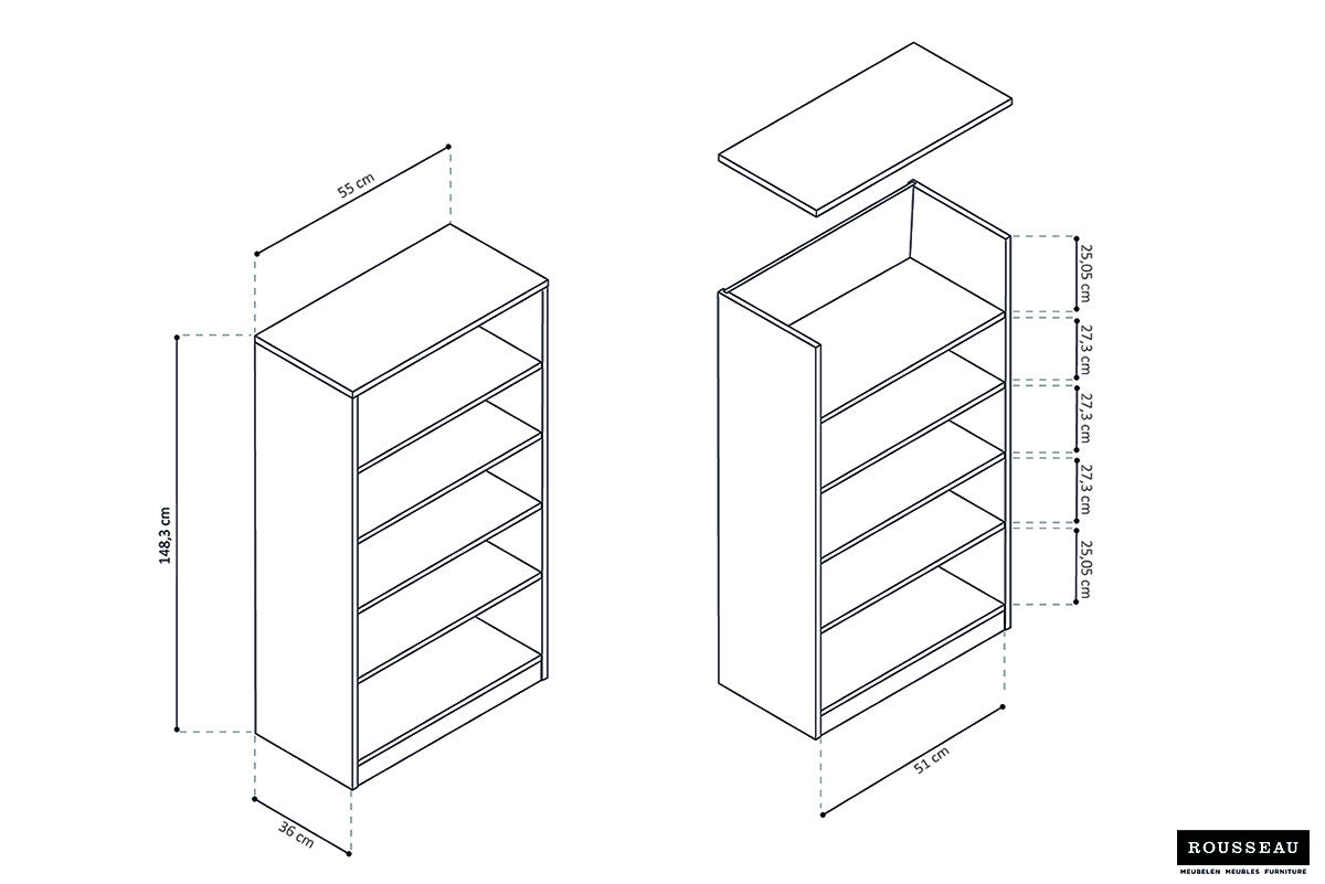 SALE - Boekenkast 'Space' 4 legplanken Sonoma