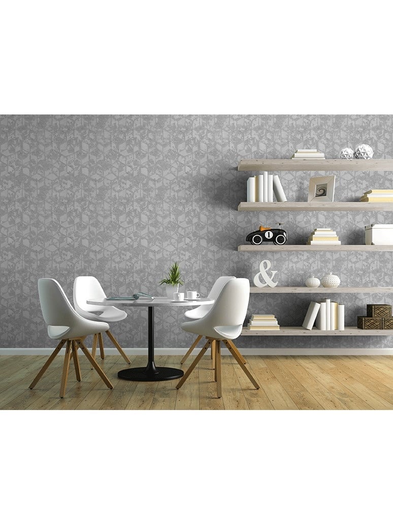 Behang Reflets dessin grijs