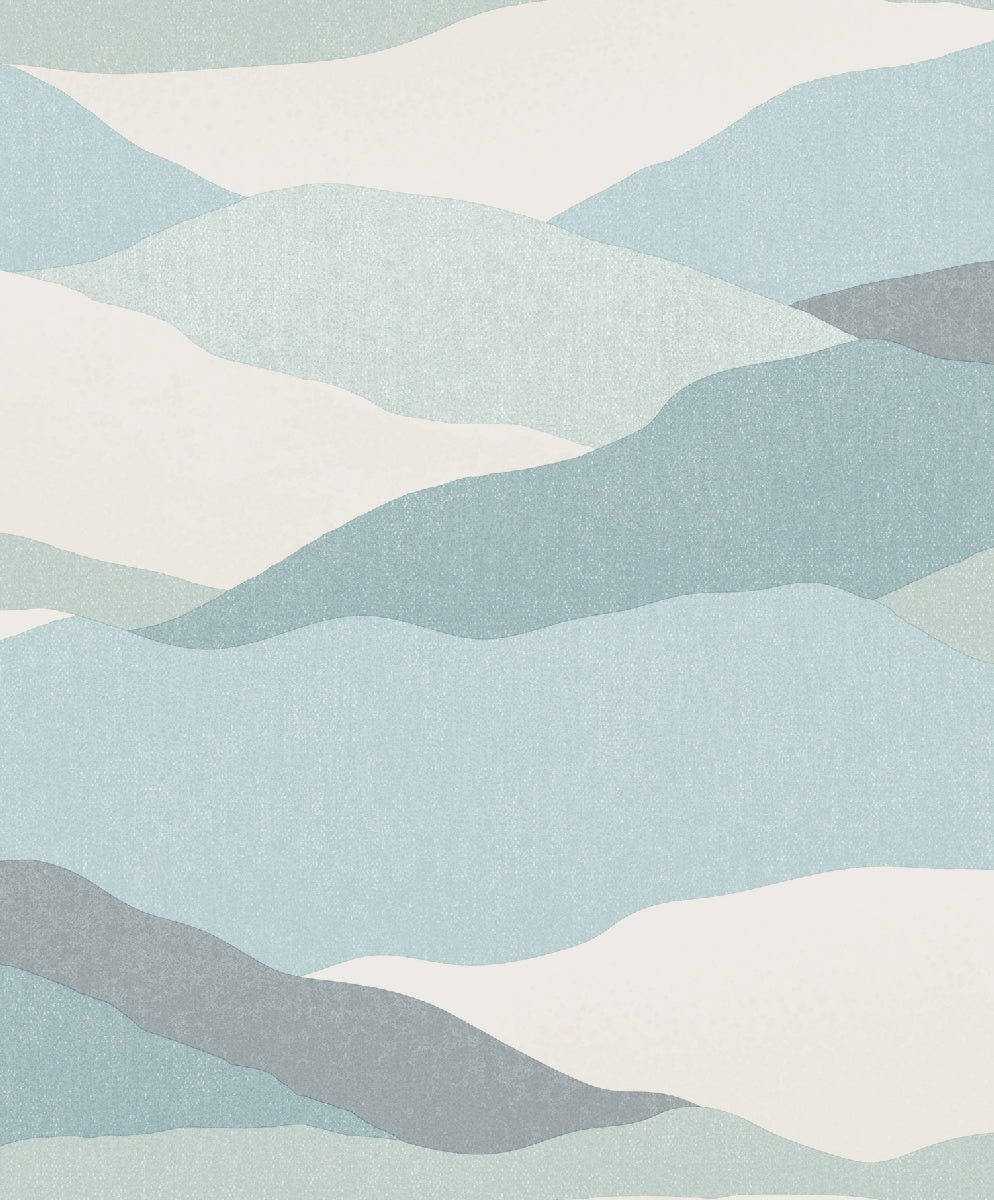 Behang Arty Abstract hills blauw