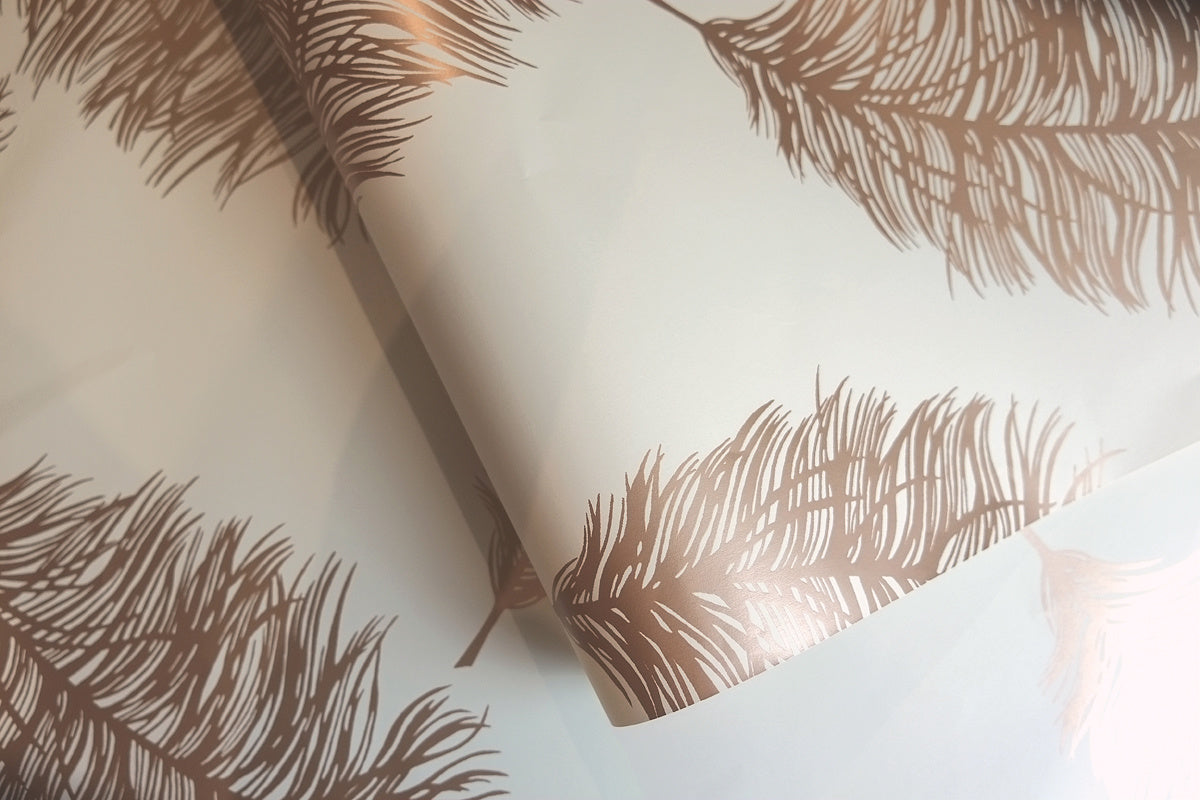 Behang Indulgence Feather cream/rose gold