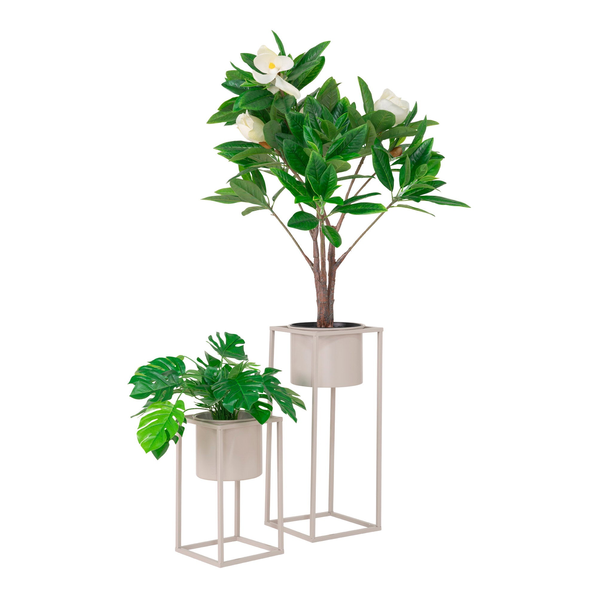 Marla plantenstandaard in beige/grijs, set van 2