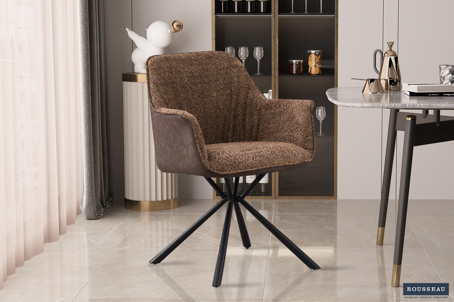 Stoel Luci Bouclé Zand Bruin