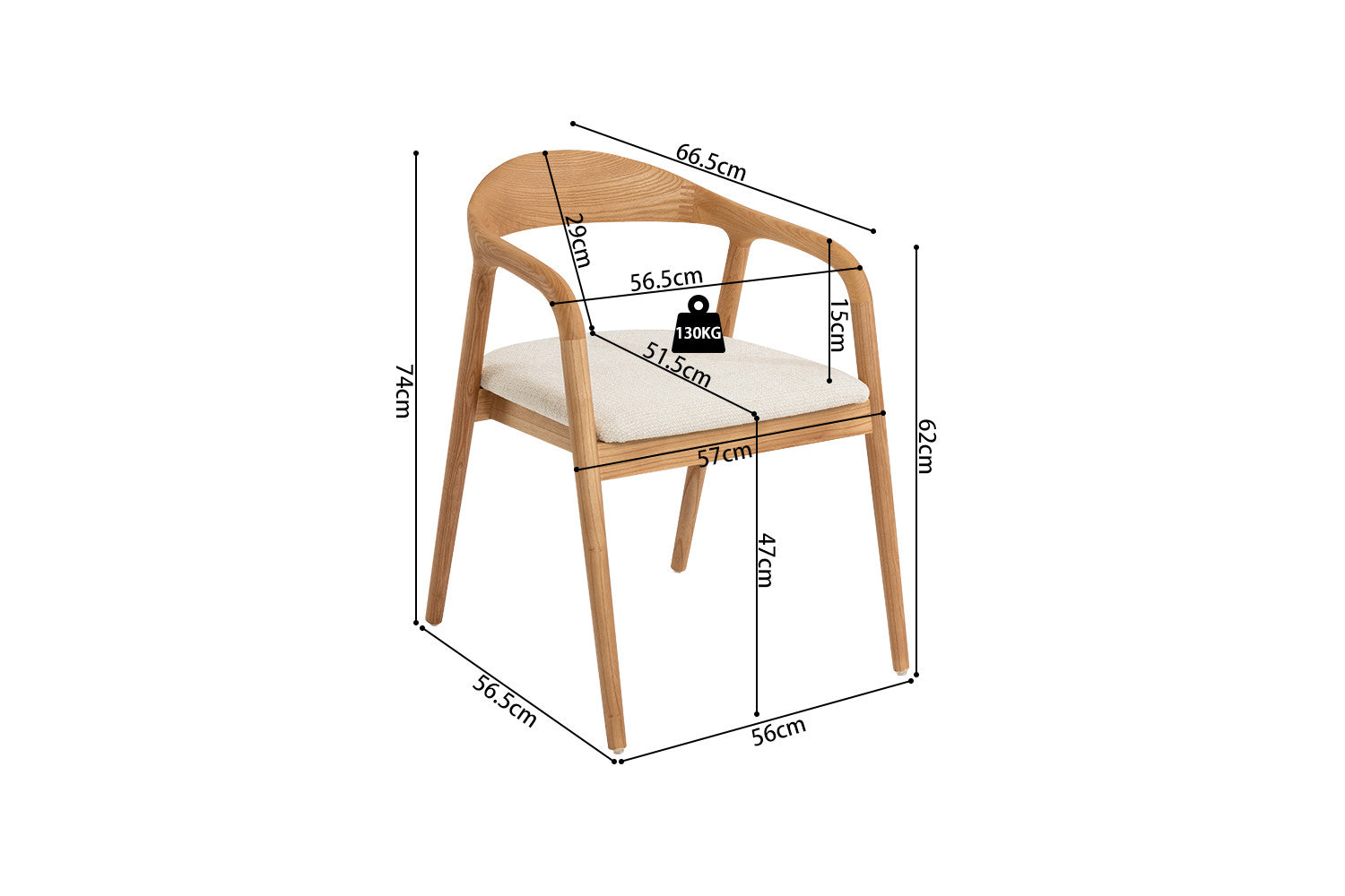 Stoel Claire Essenhout Milan Beige