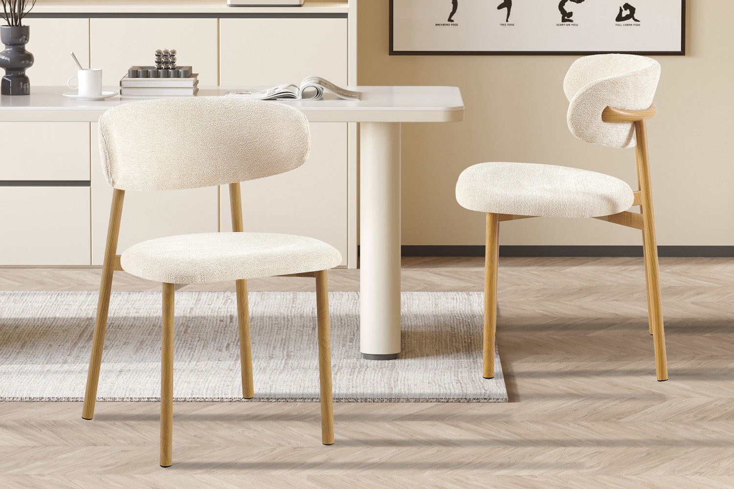 Stoel 'Coco' Naturel - Stof Fabb Raven 24 Beige