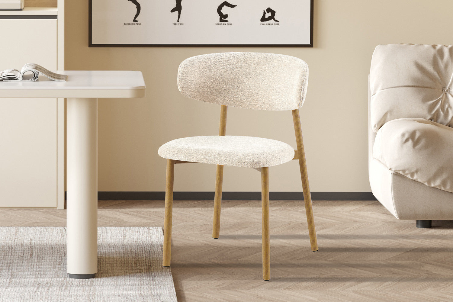Stoel 'Coco' Naturel - Stof Fabb Raven 24 Beige