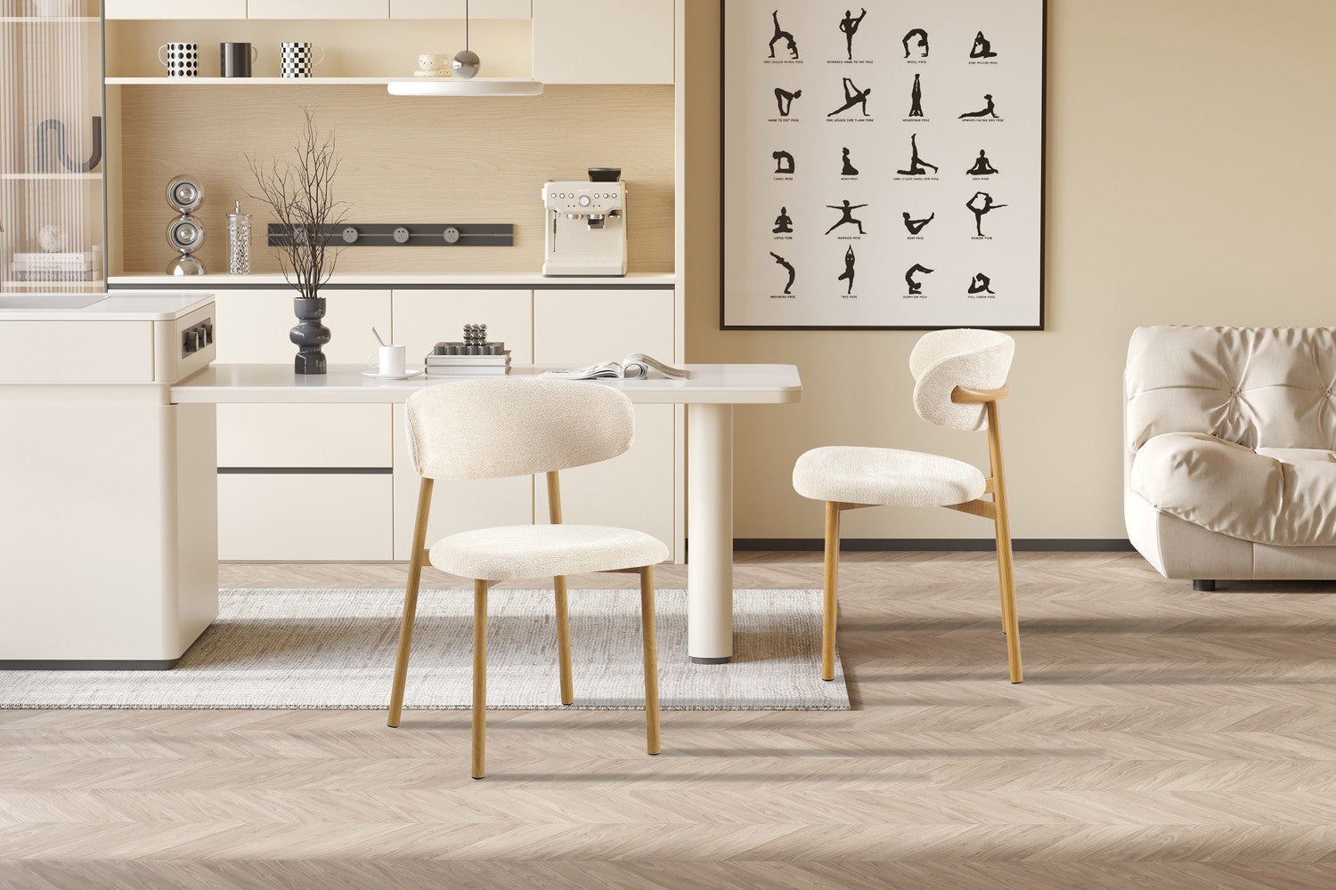 Stoel 'Coco' Naturel - Stof Fabb Raven 24 Beige