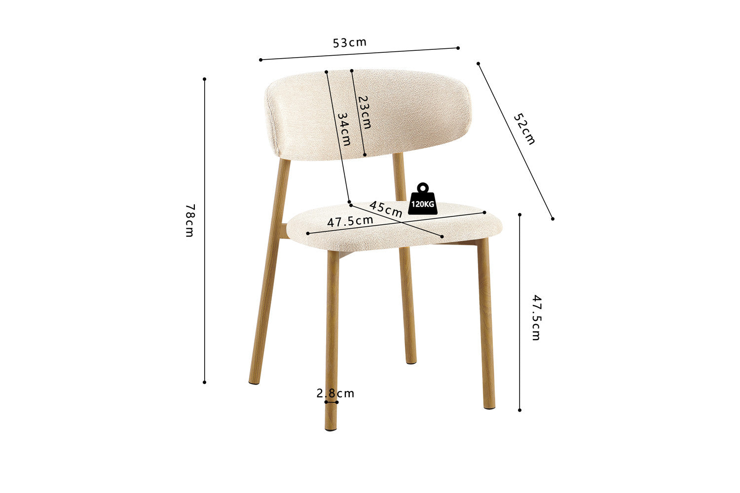 Stoel 'Coco' Naturel - Stof Fabb Raven 24 Beige