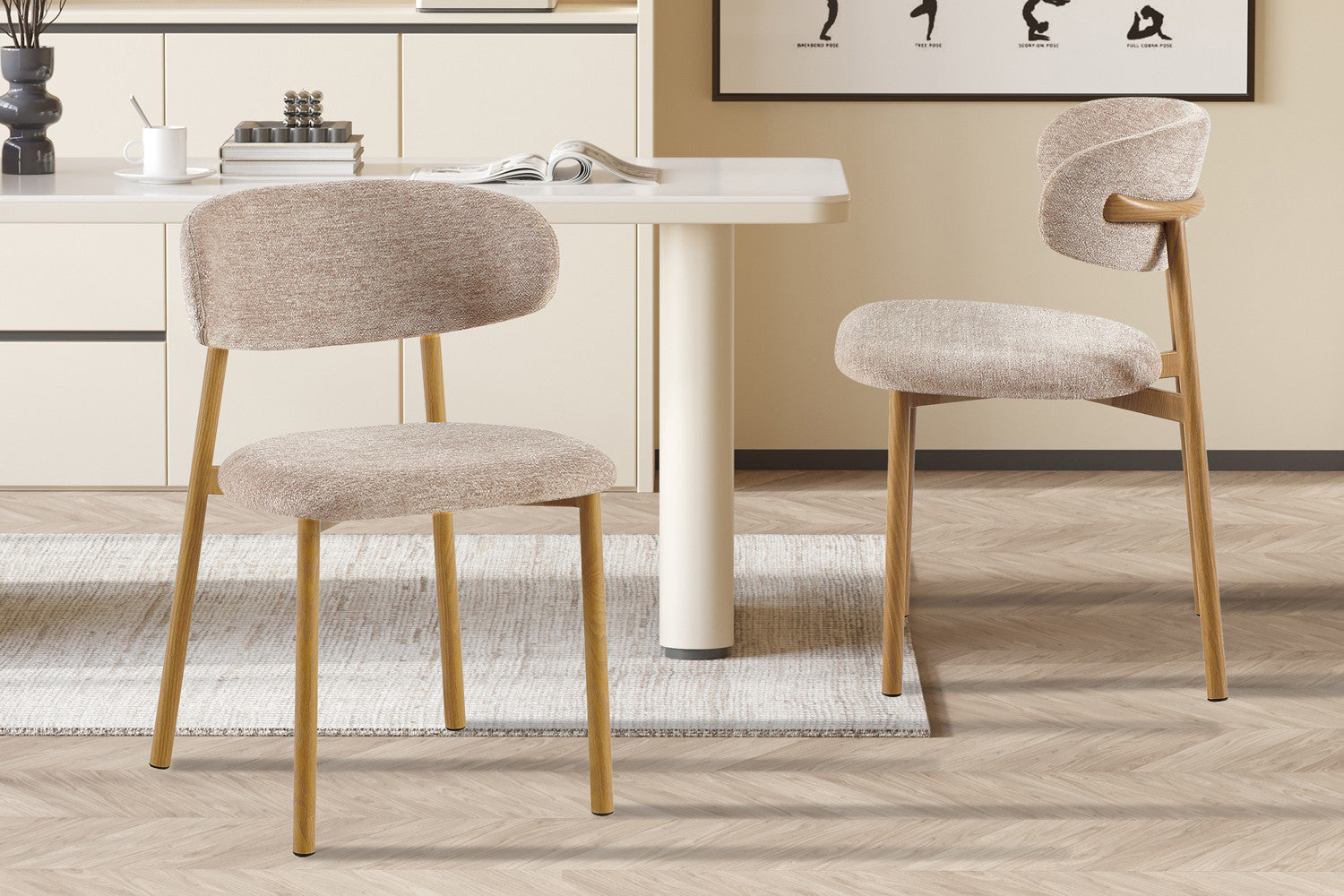 Stoel 'Coco' Naturel - Stof Fabb Raven 30 Zand