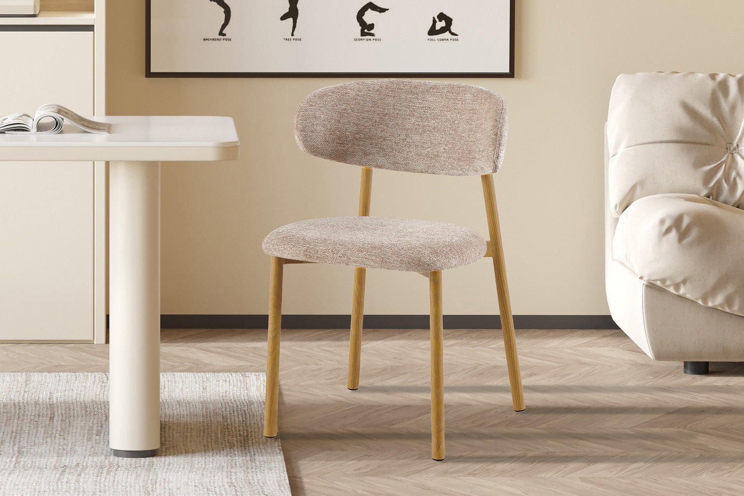 Stoel 'Coco' Naturel - Stof Fabb Raven 30 Zand
