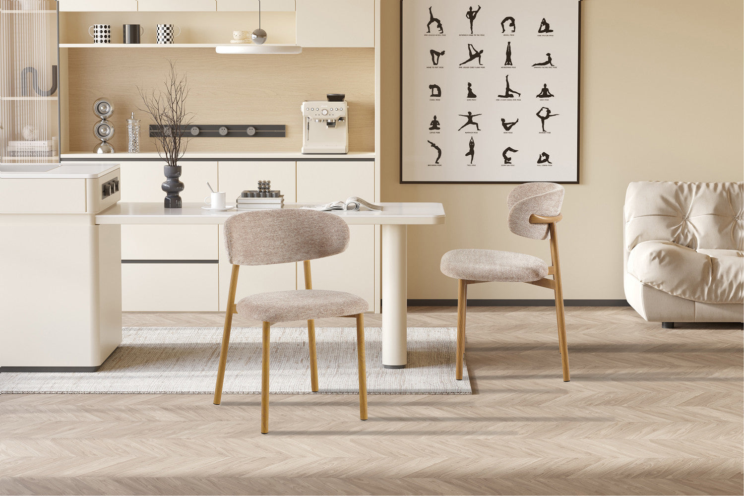Stoel 'Coco' Naturel - Stof Fabb Raven 30 Zand