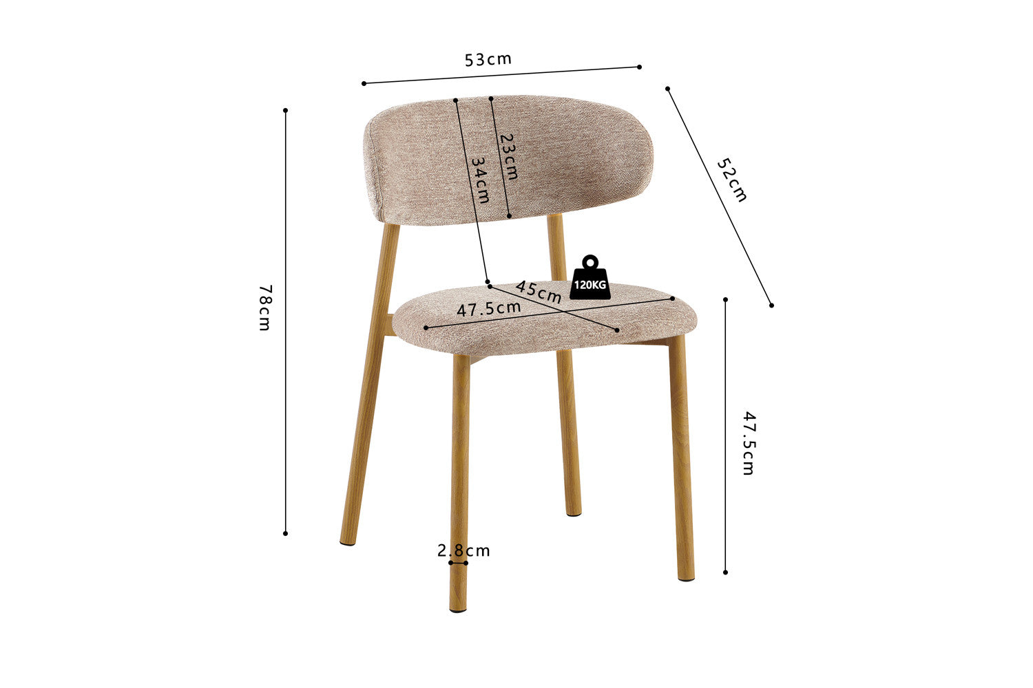 Stoel 'Coco' Naturel - Stof Fabb Raven 30 Zand
