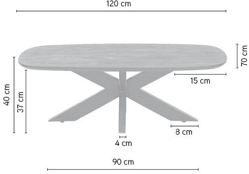 Salontafel deens ovaal 120, Mango Smooth Natural