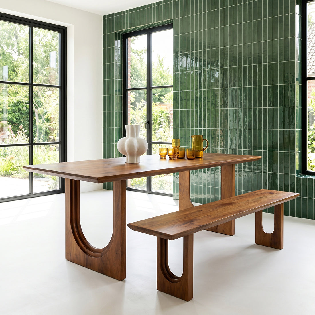Bullnose Chamfered mangohouten eetkamerbank - 180 cm