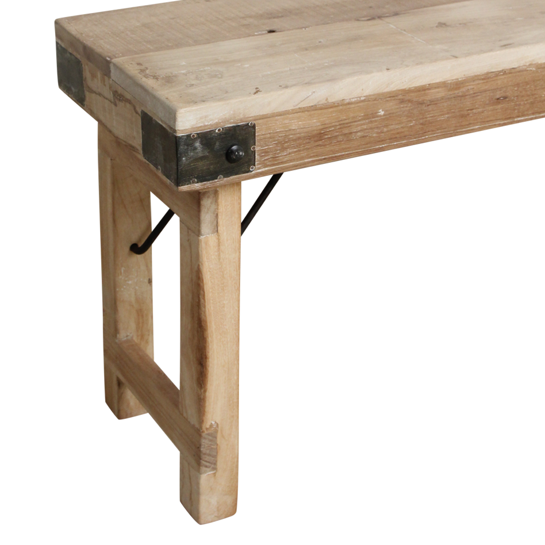 Limewash inklapbare eetkamerbank - FSC-gerecycled hout -160 cm