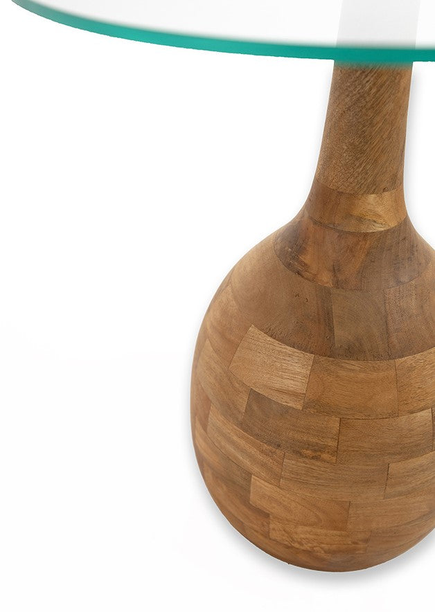 Stella salontafel Ø50, H55, Smooth Natural, Clear glass