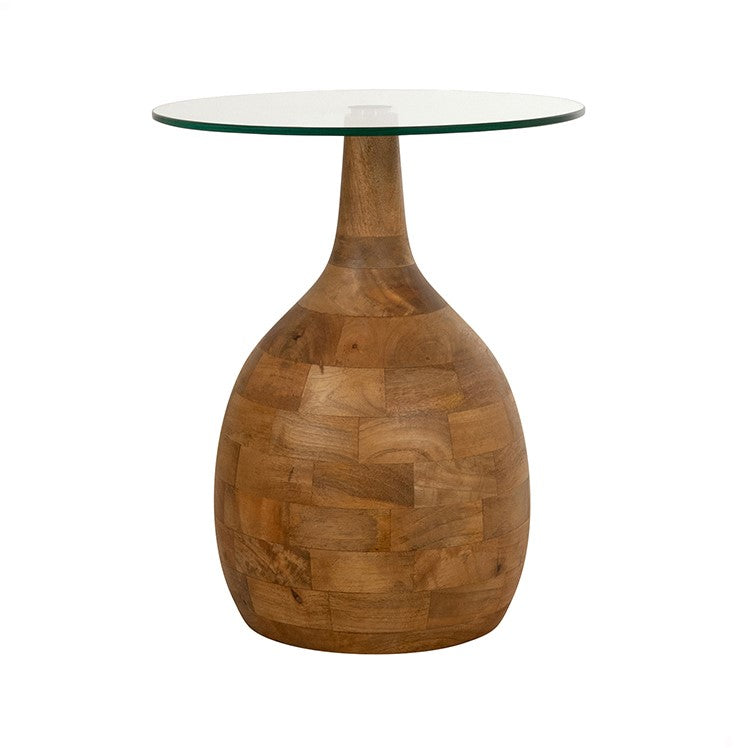 Stella salontafel Ø40, H50, Smooth Natural, Clear glass