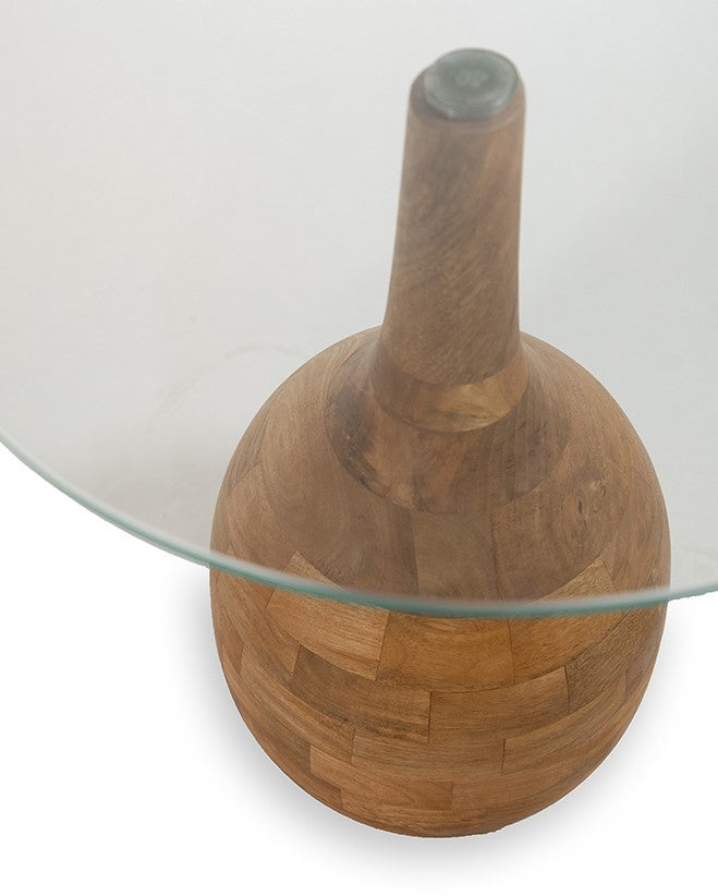 Stella salontafel Ø40, H50, Smooth Natural, Clear glass