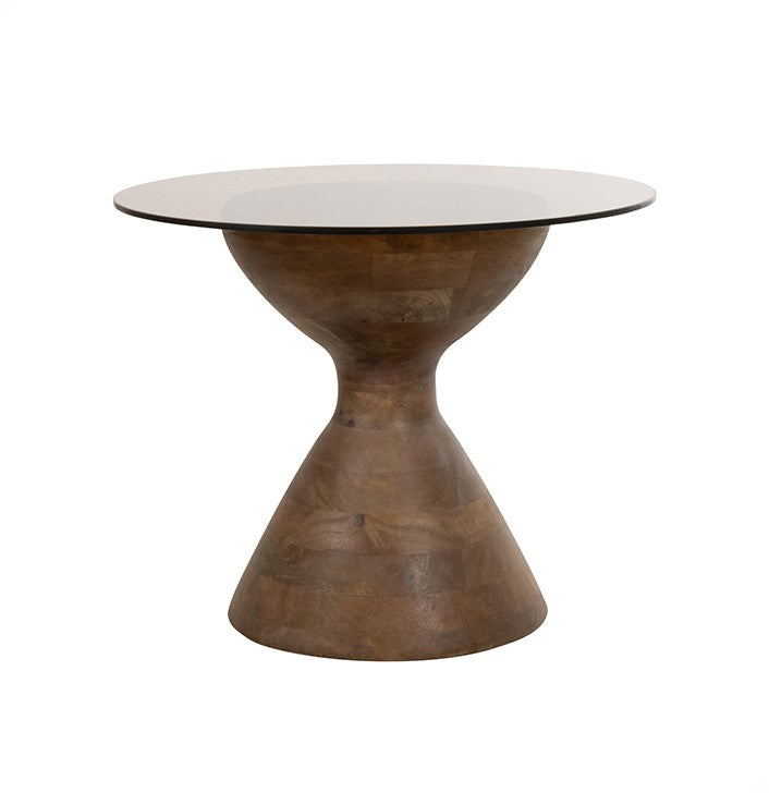 Yves bijzettafel Ø57, H47, Mango Matt Walnut, Smoke glass