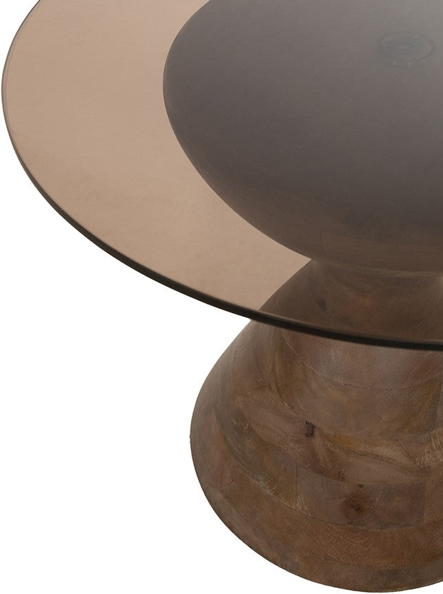 Yves bijzettafel Ø57, H47, Mango Matt Walnut, Smoke glass