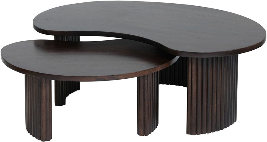 Firenze salontafel, boon vorm, Mango Brown Walnut