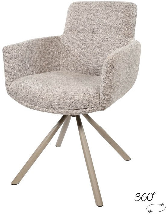 Harry armstoel - taupe draaipoot 360
