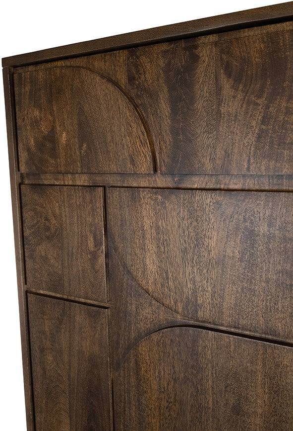 Wandkast 180 met 3 deuren en 2 open vakken, Mango Brown Walnut