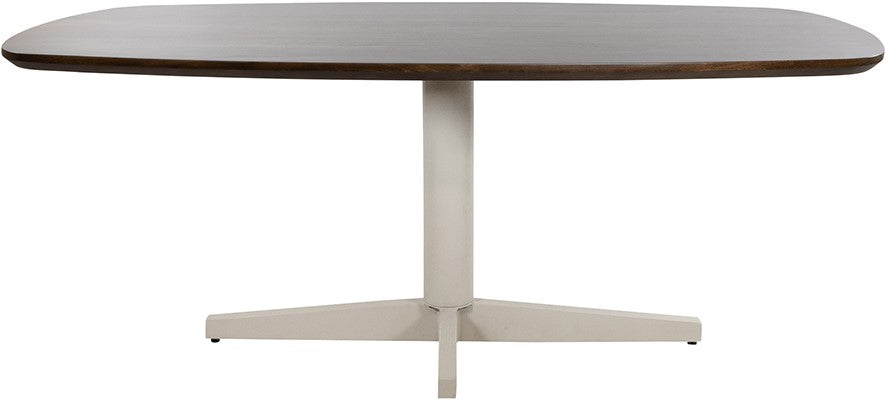 Eetkamertafel 240, deens ovaal, poot Beige, Mango Brown Walnut