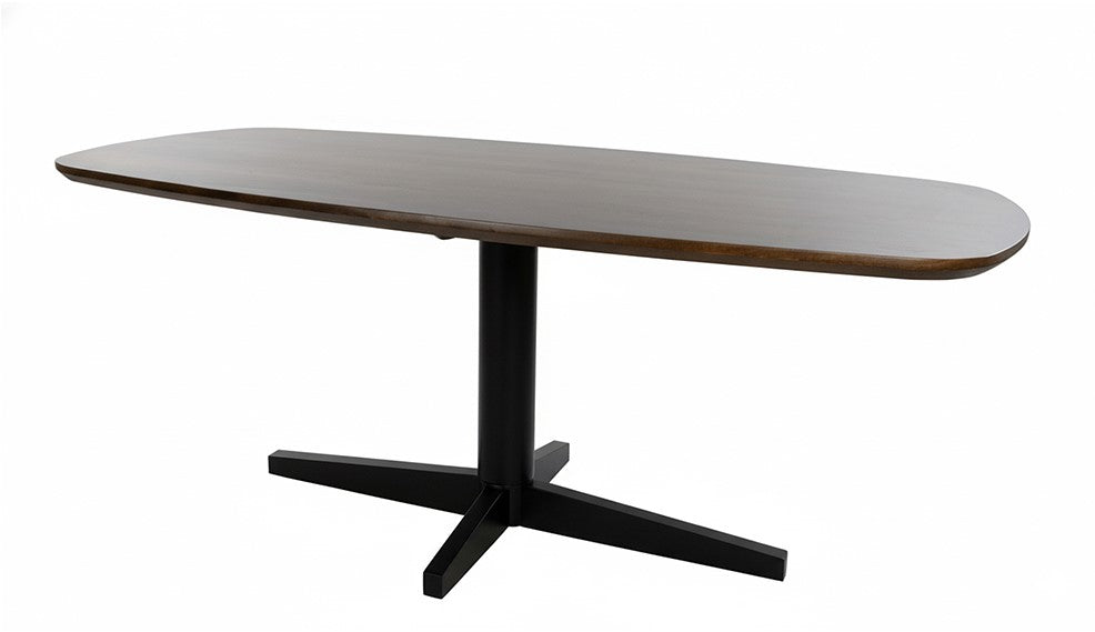 Eetkamertafel 160, deens ovaal, poot Black, Mango Brown Walnut