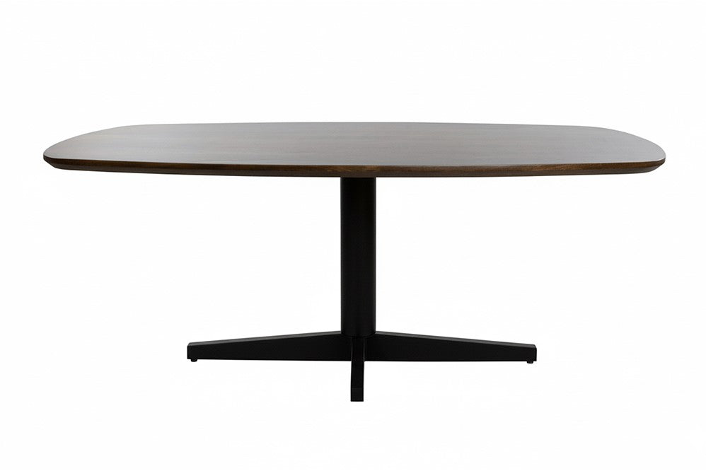 Eetkamertafel 240, deens ovaal, poot Black, Mango Brown Walnut