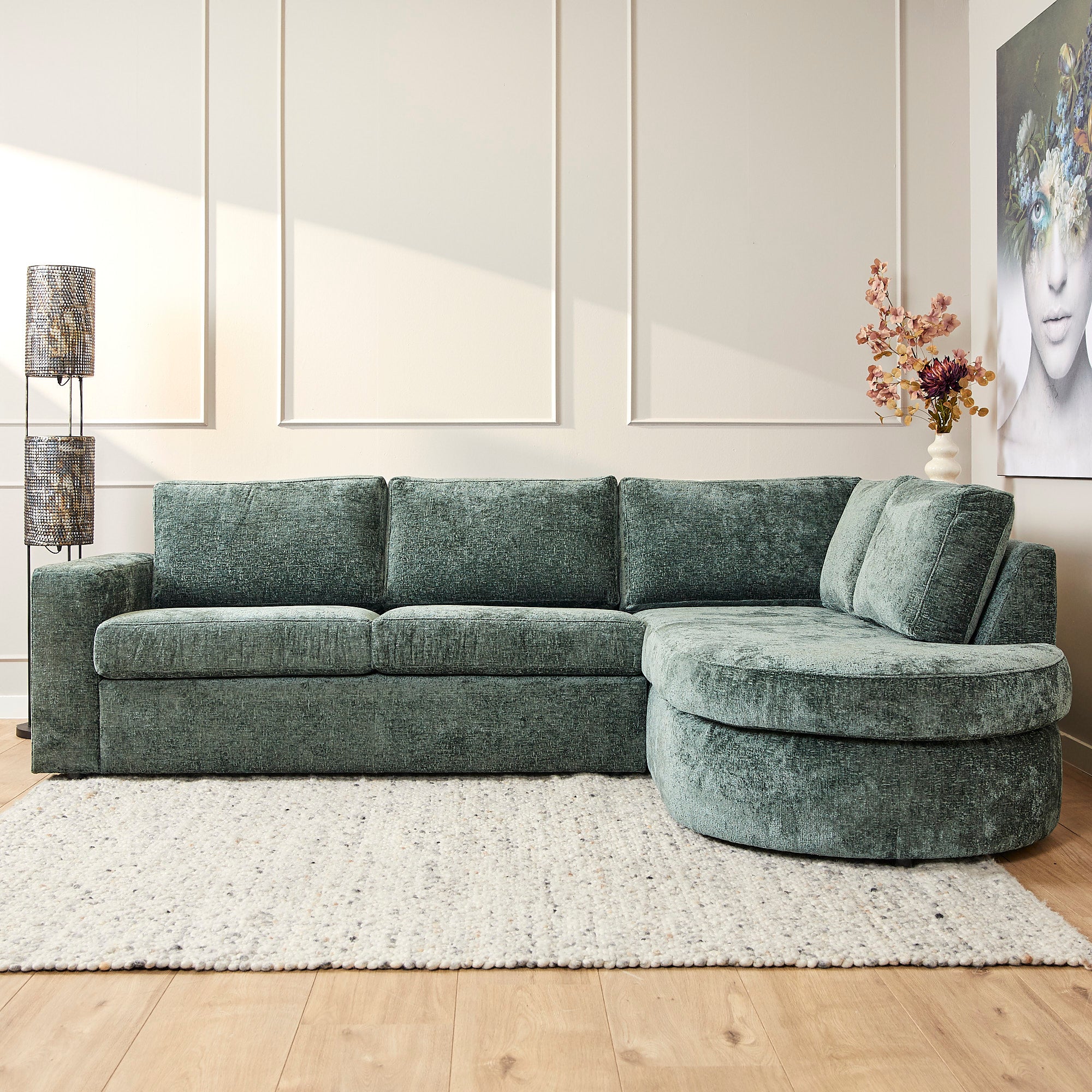 Alma | 2,5 zits + Divan Rechts | Green