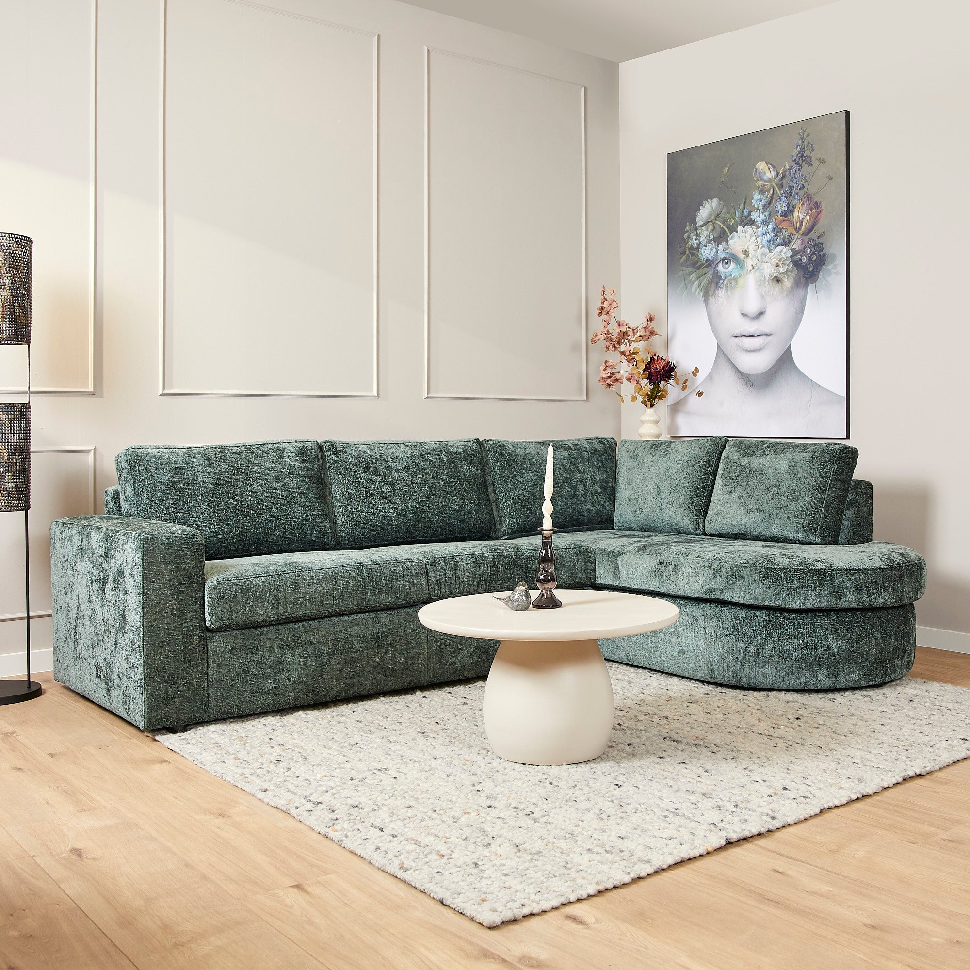 Alma | 2,5 zits + Divan Rechts | Green