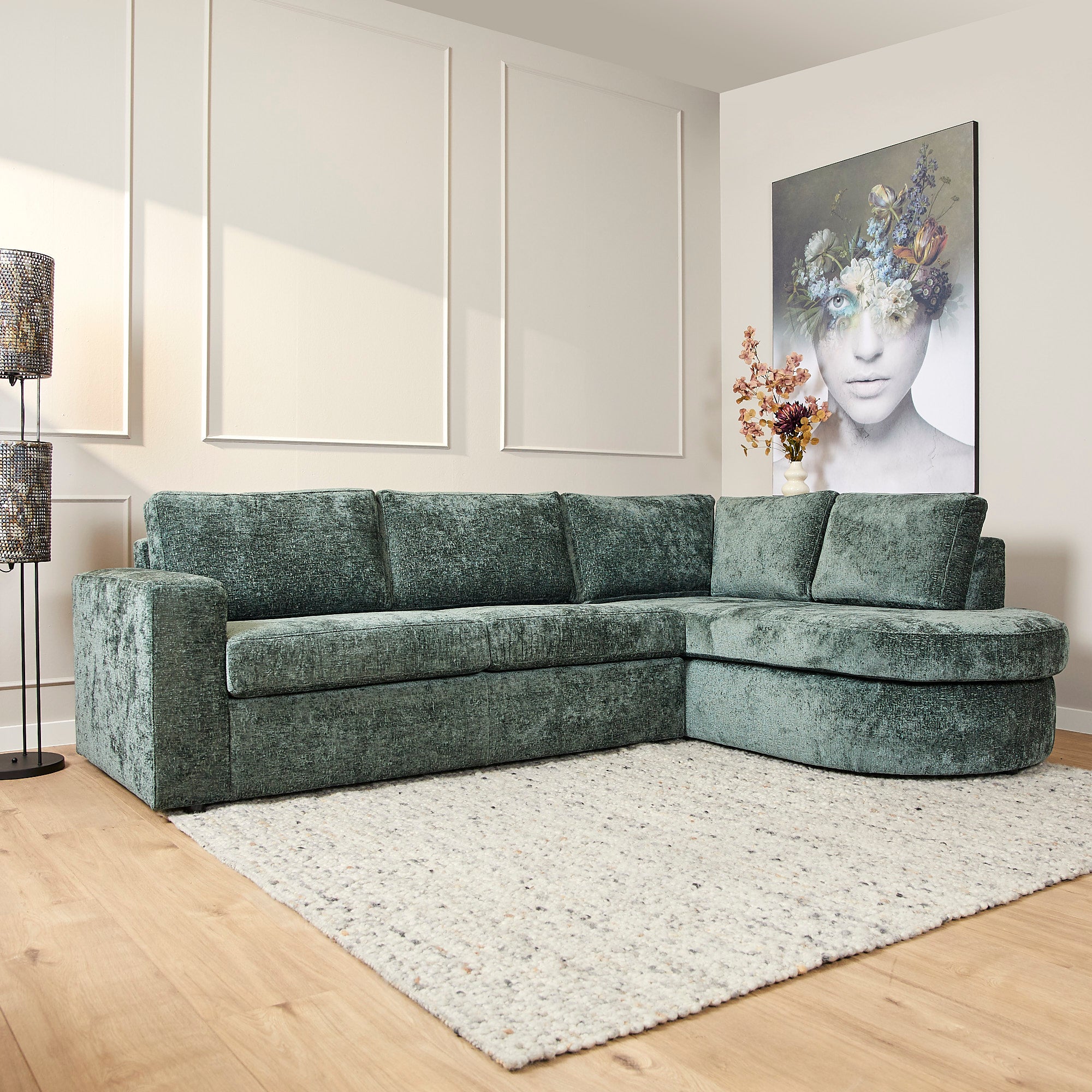 Alma | 2,5 zits + Divan Rechts | Green