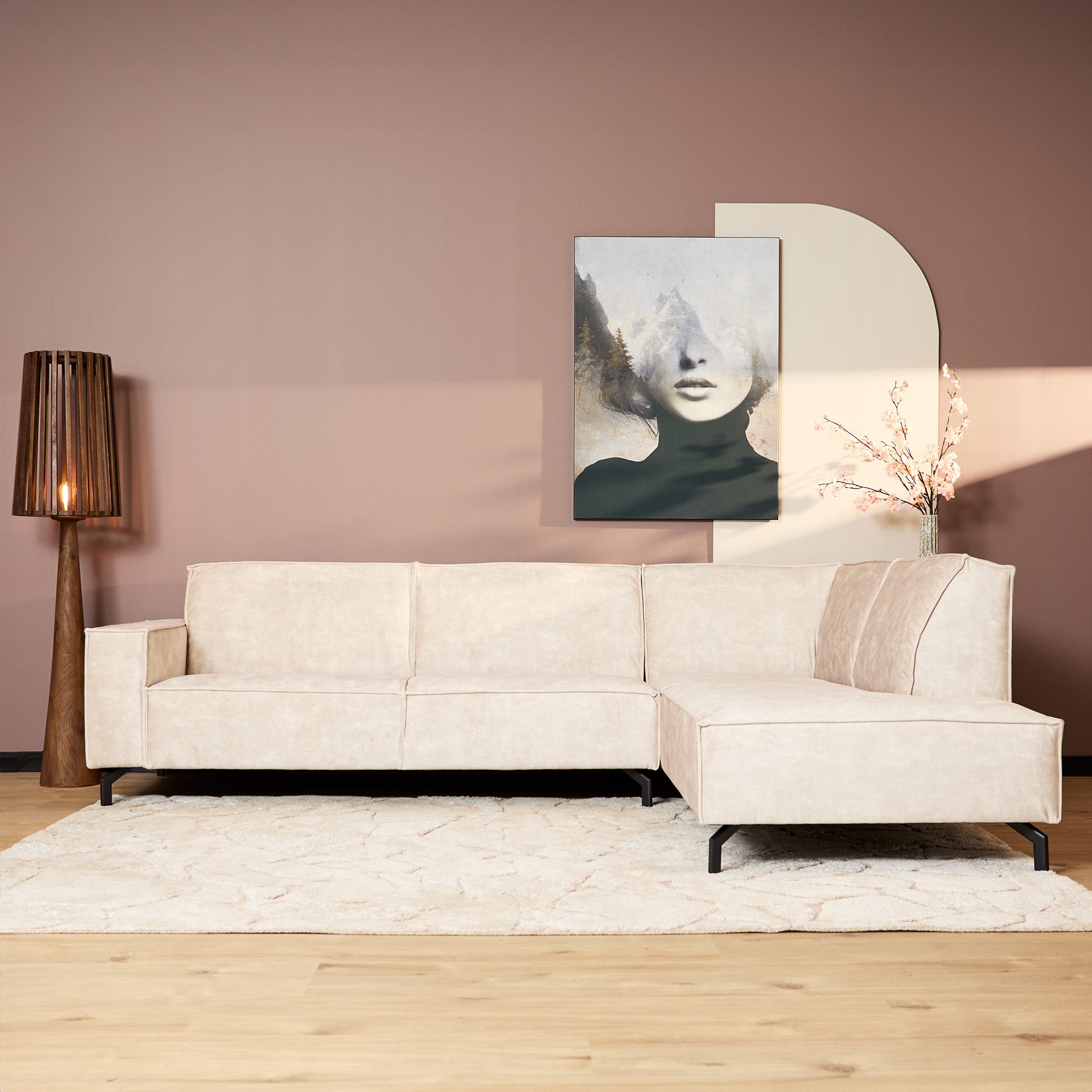 Floris| 2,5 zits + Divan Rechts | Velvet Beige