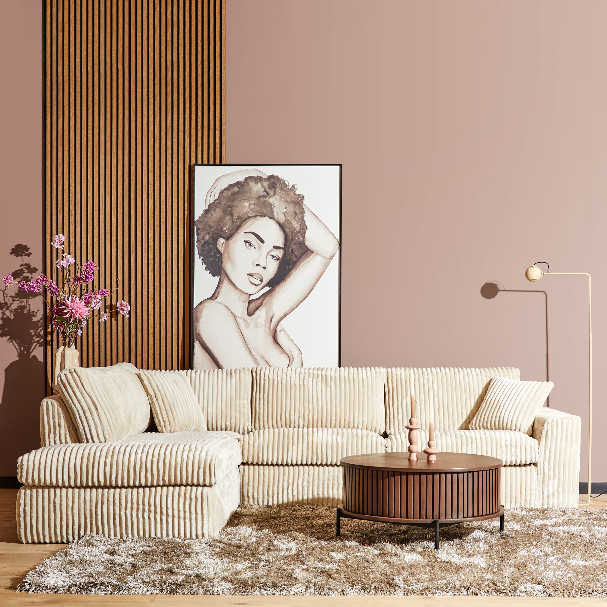 Teddy | Divan Links + 2,5 zits | Beige