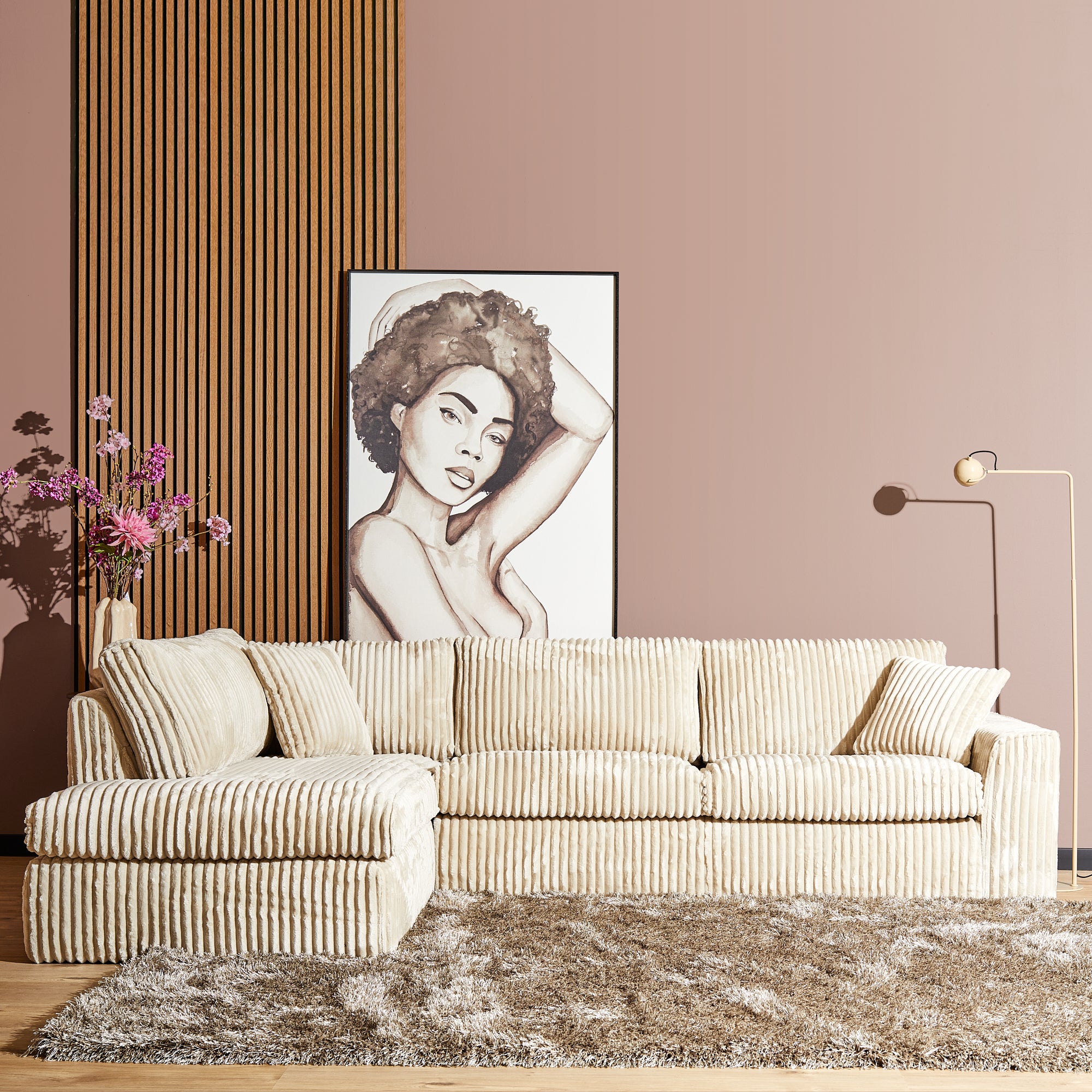 Teddy | Divan Links + 2,5 zits | Beige