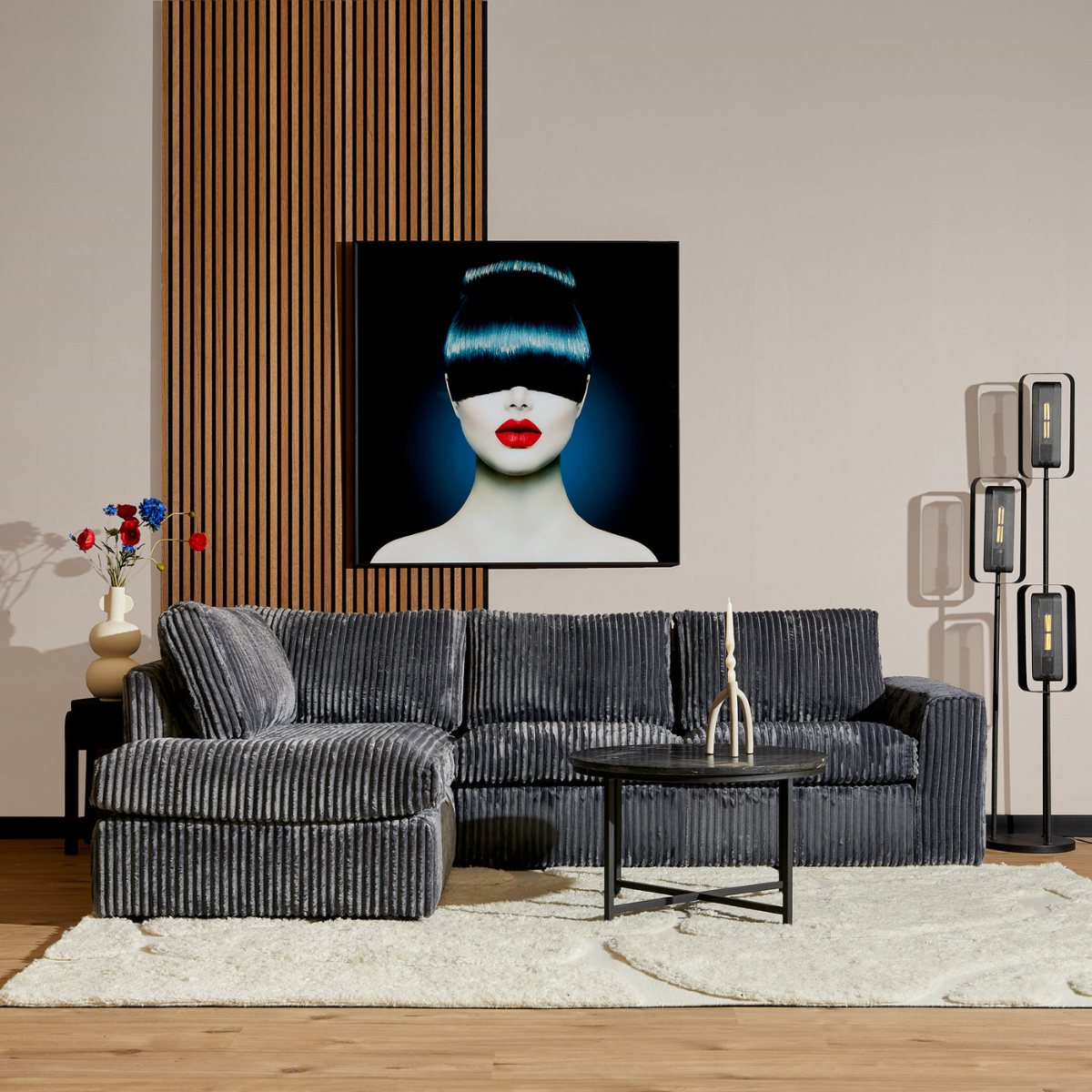 Teddy | Divan Links + 2,5 zits | Antraciet