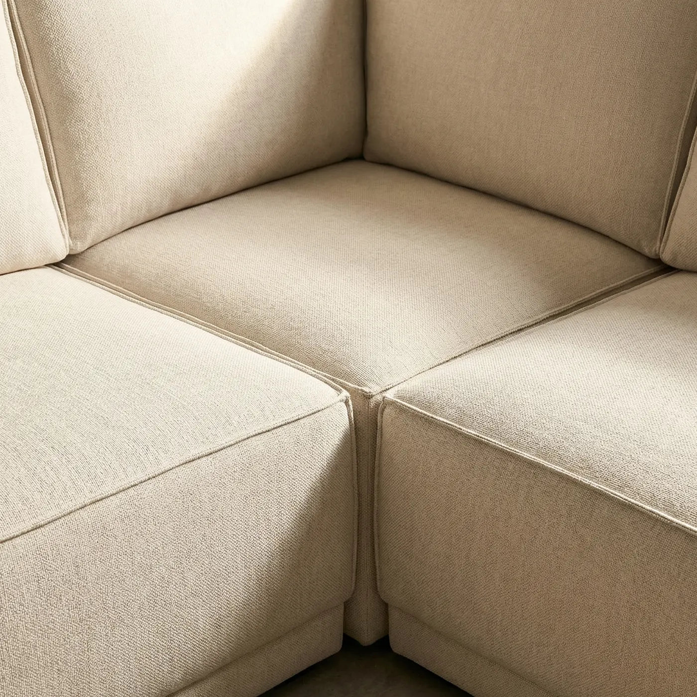 Hoekbank Modena met ottomaan in Creme - Links