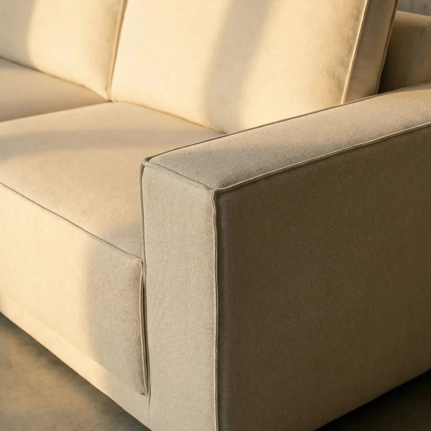 Hoekbank Modena met ottomaan in Creme - Links