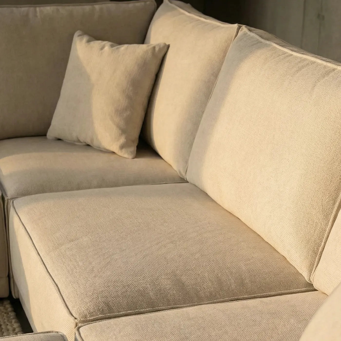Hoekbank Modena met ottomaan in Creme - Links