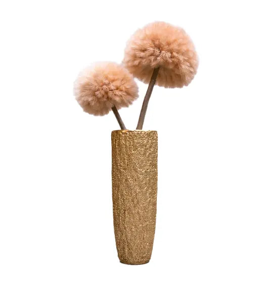 Dubbele Pampa roze/bruin in gouden vaas