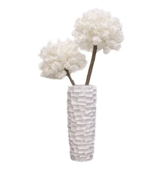 Dubbele witte Pampa in geribde witte pot