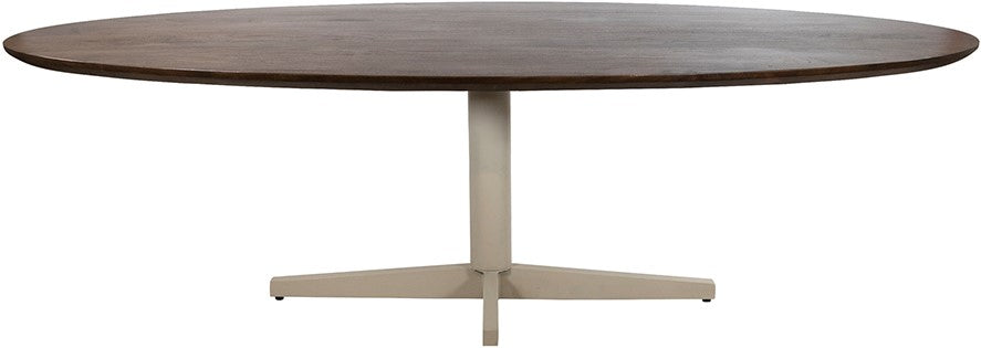 Eetkamertafel 160, ovaal, poot Beige, Mango Brown Walnut