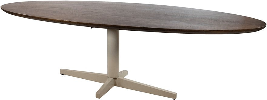 Eetkamertafel 220, ovaal, poot Beige, Mango Brown Walnut