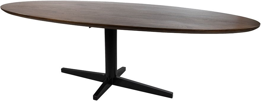 Eetkamertafel 190, ovaal, poot Black, Mango Brown Walnut