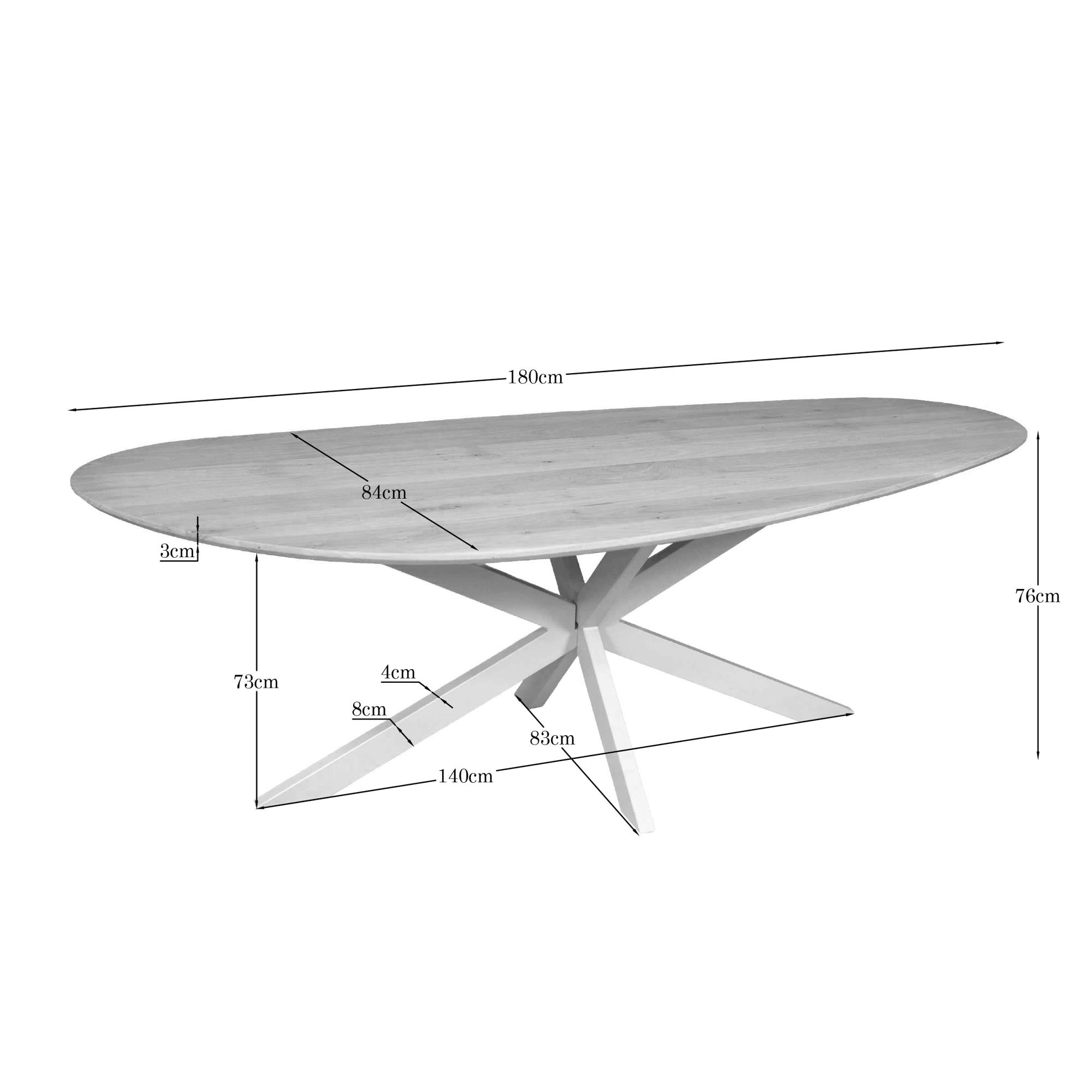 Eiken eettafel Cloud | 180 cm | Naturel | Poot Sand