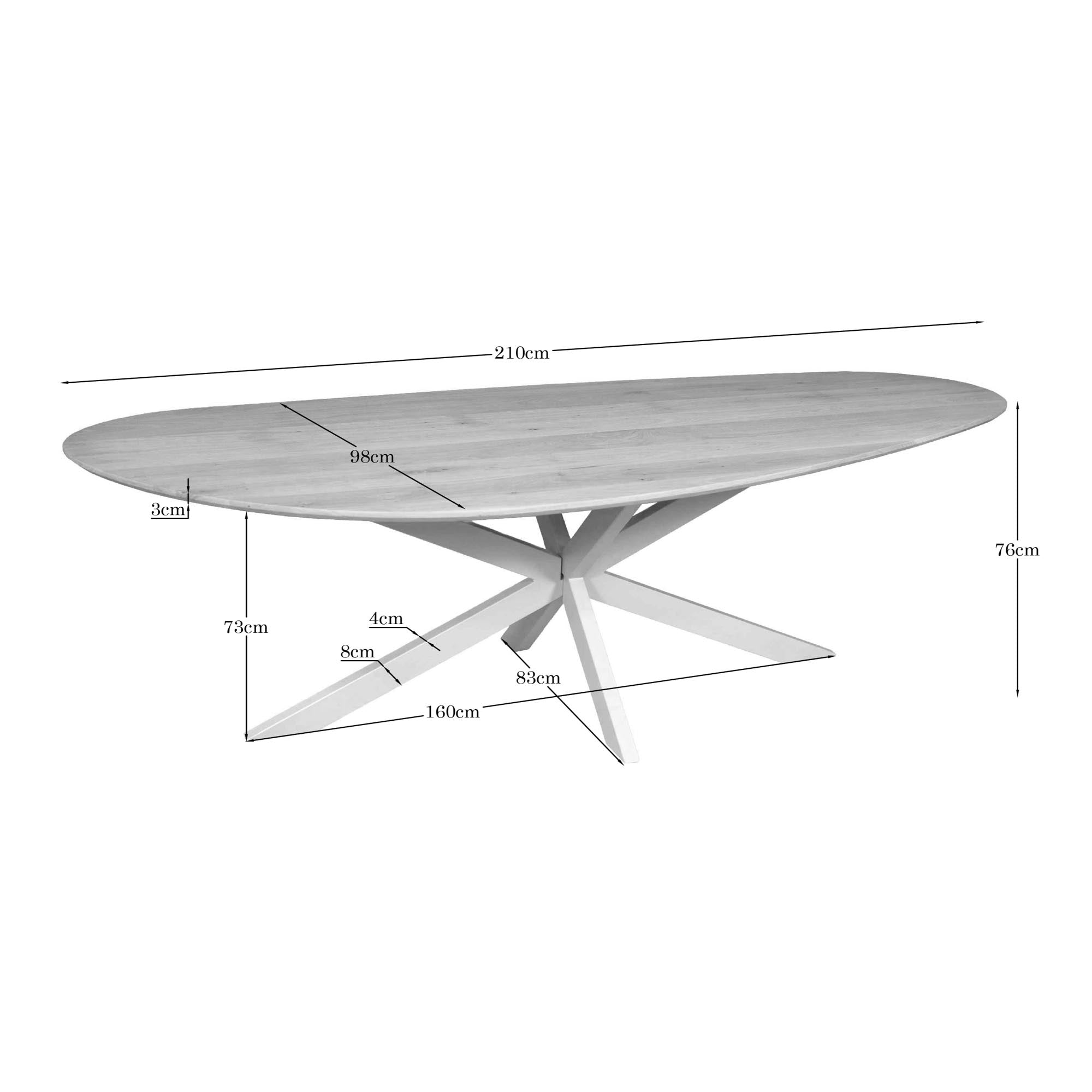 Eiken eettafel Cloud | 210 cm | Naturel | Poot Sand
