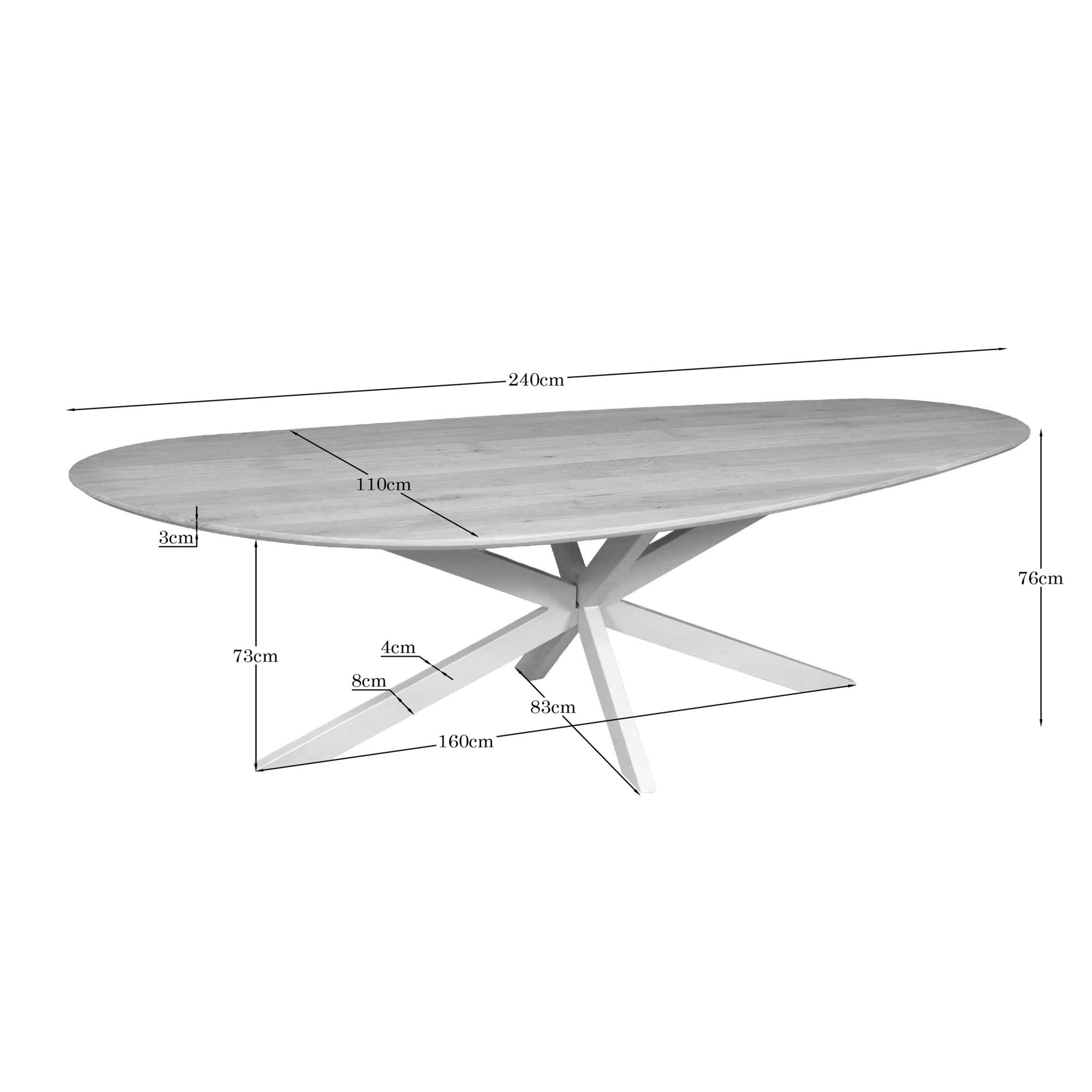 Eiken eettafel Cloud | 240 cm | Naturel | Poot Sand