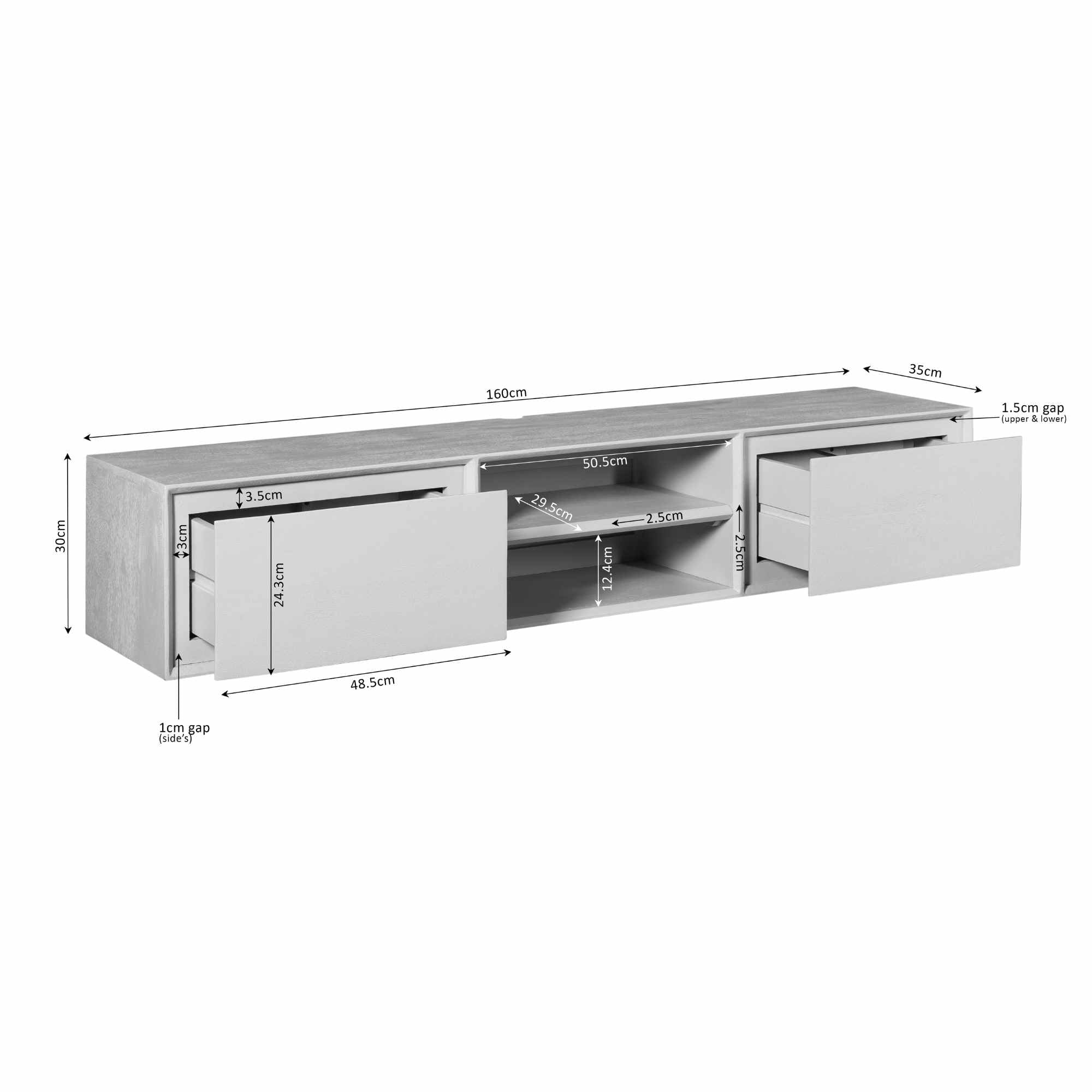Zwevend tv meubel Ambiance Taupe | 160 cm