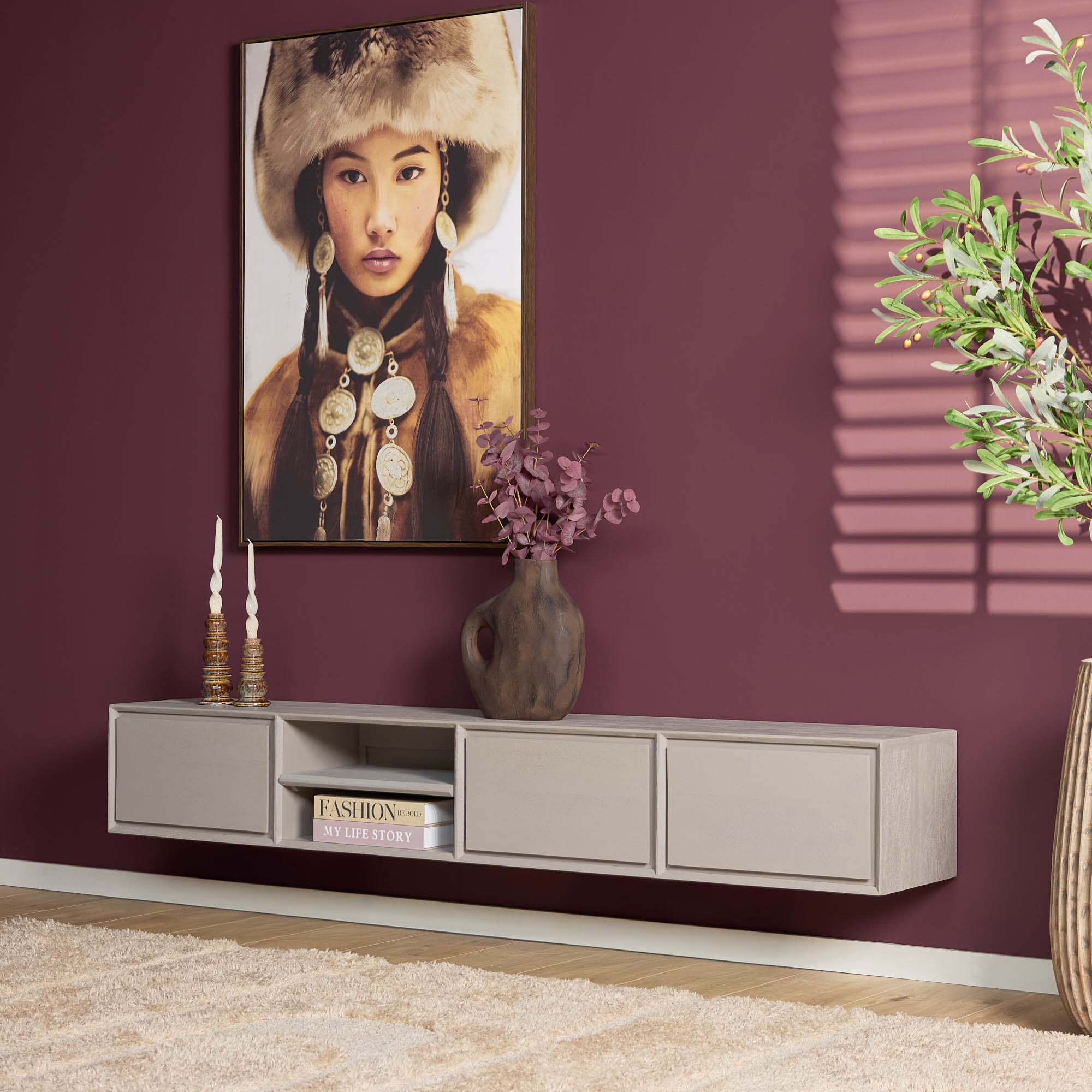 Zwevend tv meubel Ambiance Taupe | 200 cm
