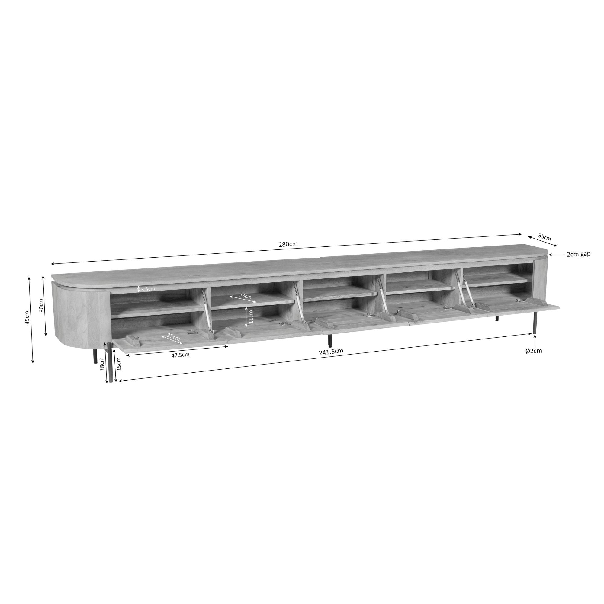 Tv meubel Excellent Naturel | 280 cm